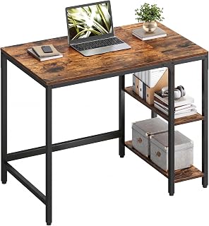 VASAGLE LWD046B01 Modern Style Work Desk for Study Bedroom Living Room Office, 100 x 50 x 76 cm, Rustic Brown and Black Ink
