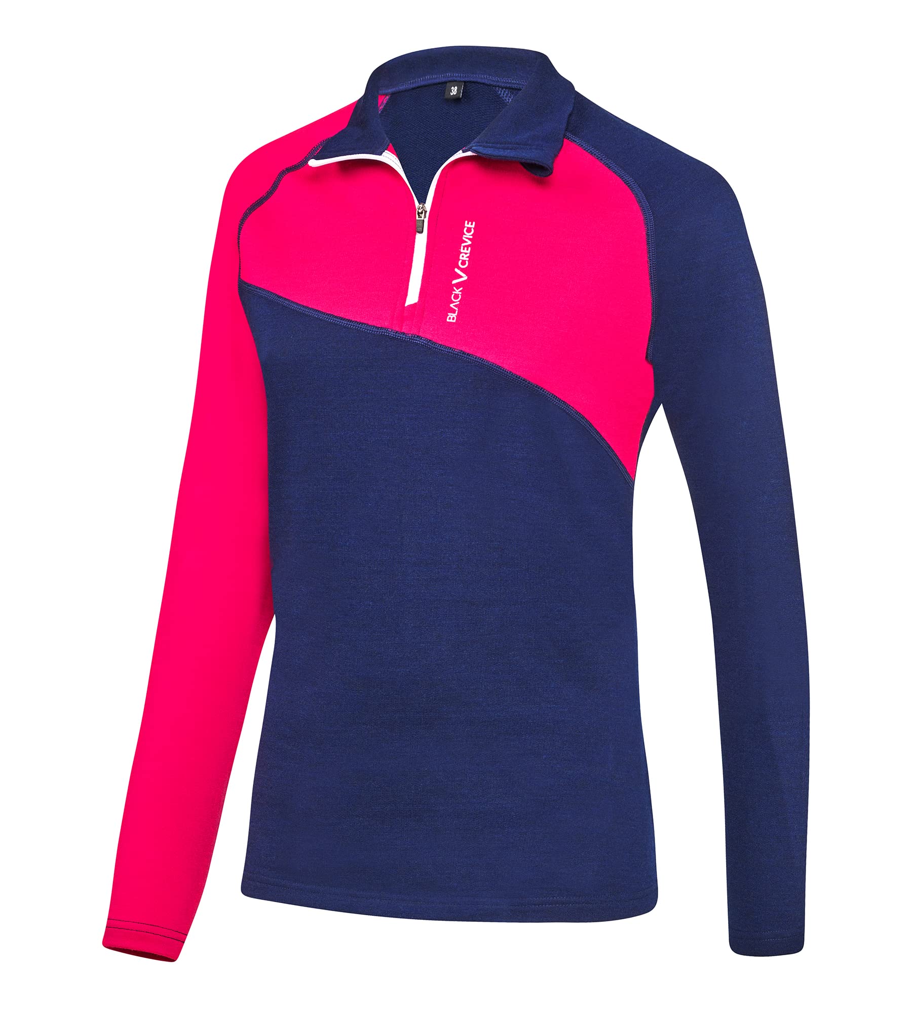 Black Crevice Women's Merino Ski Jumper, Pink/Navy, 36