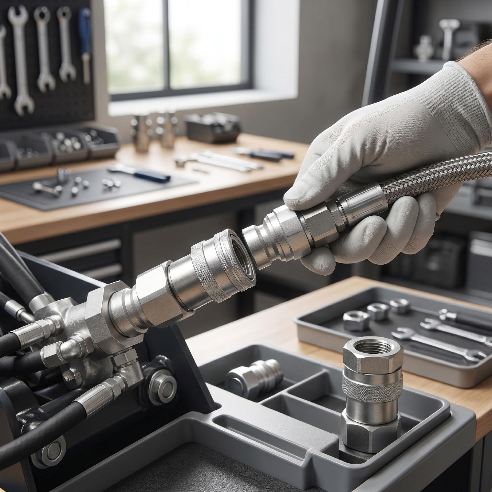 Tosuny Metalowy łącznik Hydrauliczny z płaską powierzchnią |Szybkozłącze 3/4 NPT z osłoną przeciwpyłową do Użytku w Rolnictwie