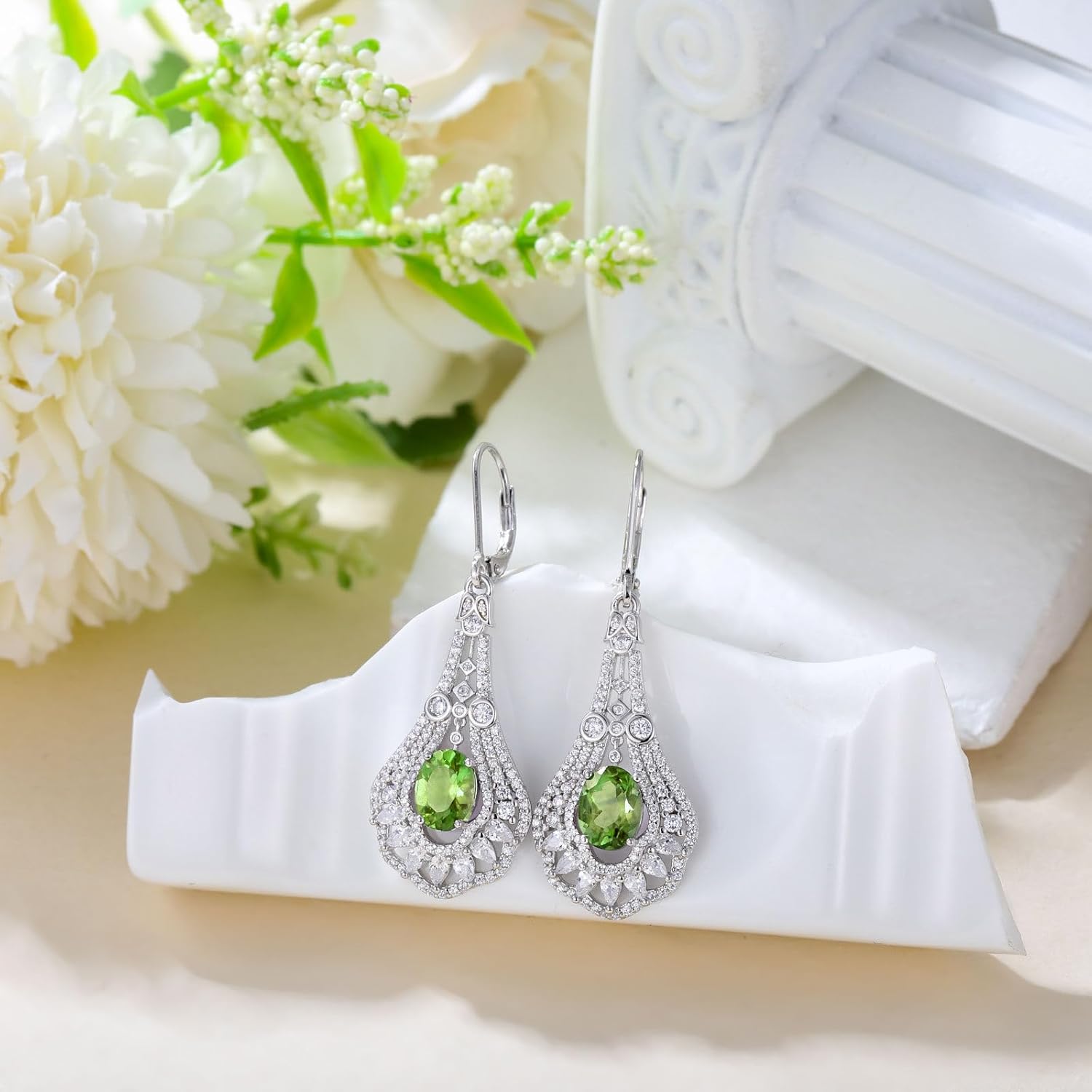 1.5CT Gemstone Earrings 925 Sterling Silver 6mm * 8mm Oval Cut Birthstone Drop Earrings for Women - Image 3