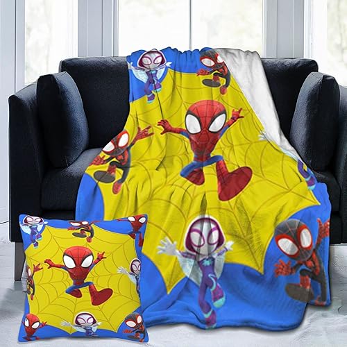 2 mantas para niños, lindas y sorprendentes, suaves, mullidas, cálidas, cómodas, de felpa de 51 x 41 pulgadas, fundas de almohada de 18 x 18 pulgadas