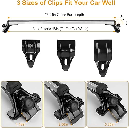 Miniatura 5 de Barras transversales universales para portaequipajes, barras transversales de aluminio de 48 pulgadas para vehículos sin rieles laterales, estante