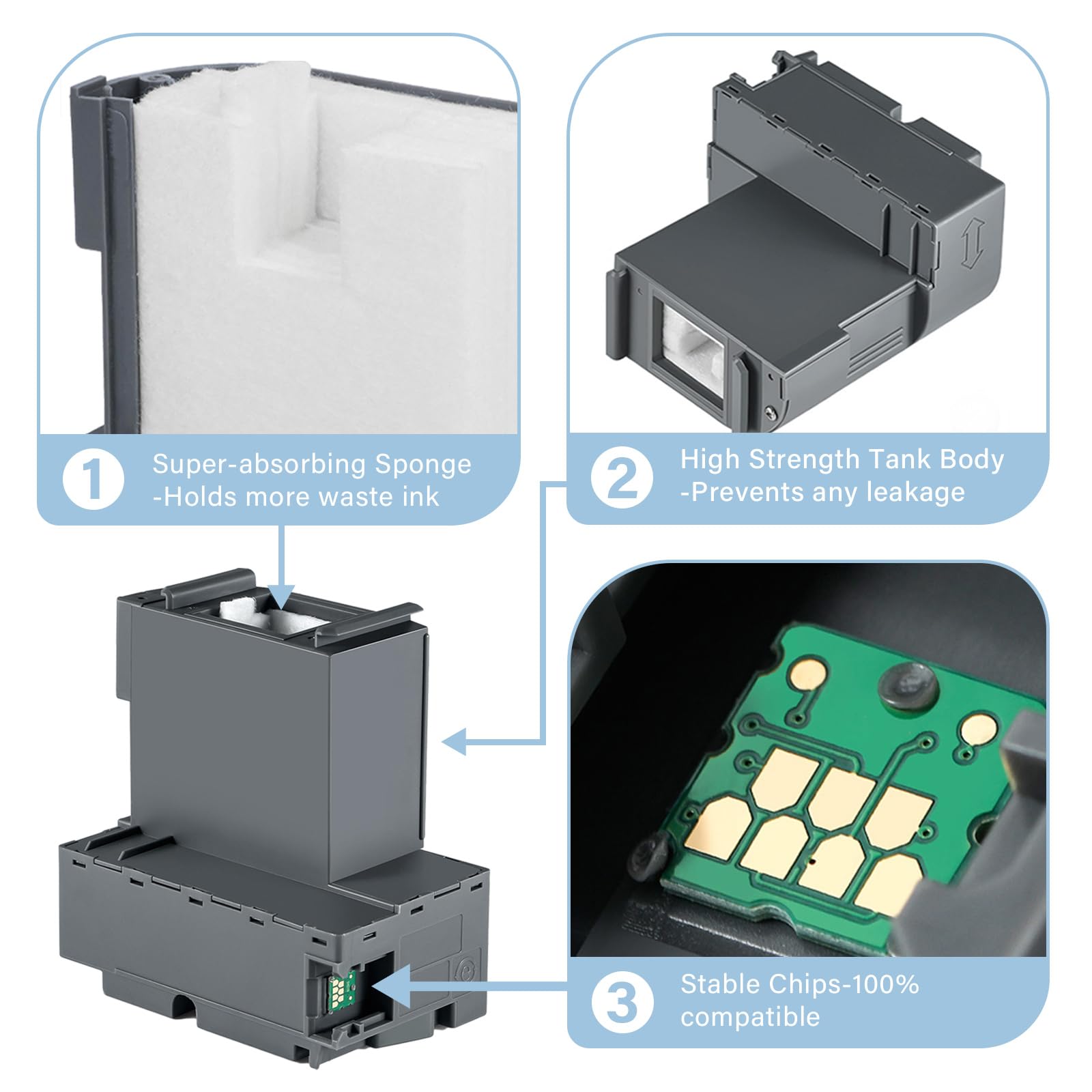 T04D1 - Caja de mantenimiento de tinta compatible con ET-15000 ET-4760 ET-3700 ET-3750 ET-3760 ET-3850 ET-4850 ET-3710 ET-5150 WF-2860 ET-3830 XP-5100 Impresora