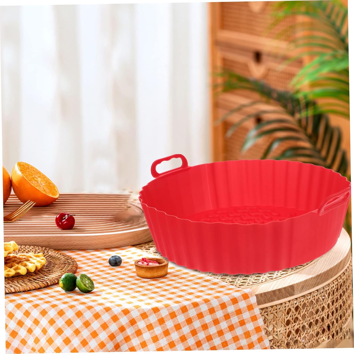 5pcs Air Fryer Liner Reusable Silicone Air Fryer Bowl Protective Liner for Airfryer Oven Heat Resistant Pad