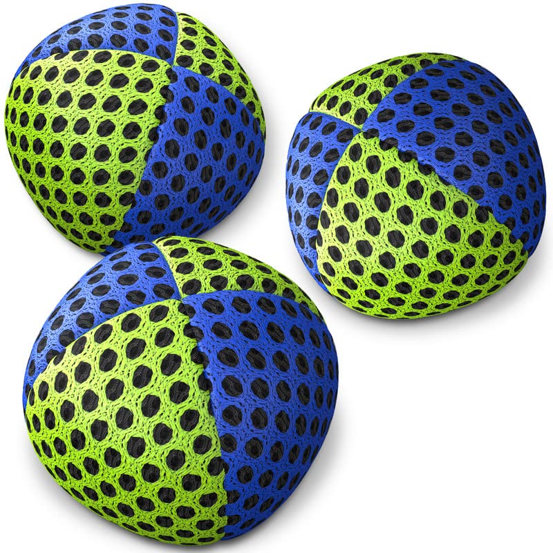 Xballs Balles de jonglage professionnelles Ensemble de 3-10 belles couleurs disponibles - Balles de jonglage pour adultes - 2 couches de filet 4 panneaux Étui de transport (650 g, noir - jaune