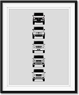 Mercedes Benz G-Class Generations Inspired Car Poster - Handmade Print of G-Wagen - White, 24x36" Metallic Print (Unframed)-Perfect Gift Car Enthusiast
