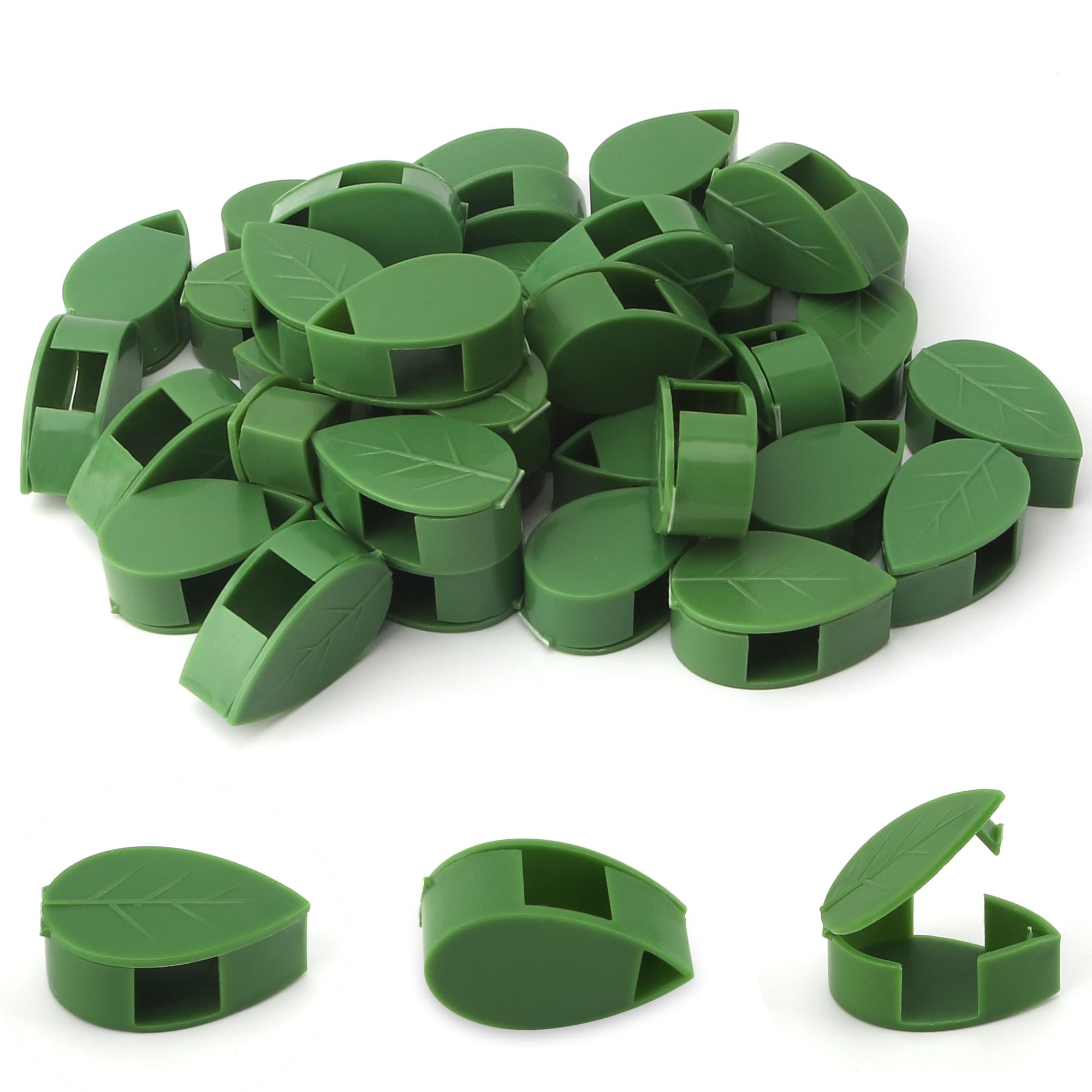 40 Pcs Leaf-Shaped Plant Climbing Wall Clips - Self-Adhesive Green Vine Fixture for Climbing Plants