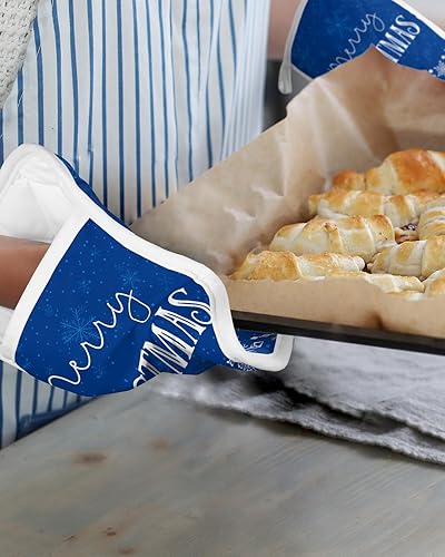 Miniatura 6 de Merry Christmas 5Pcs Pot Holders for Kitchen, Non Slip & Heat Insulation Terry Cloth Potholder Set with Pocket, Thick Hot Pad Oven Mitts Trivet