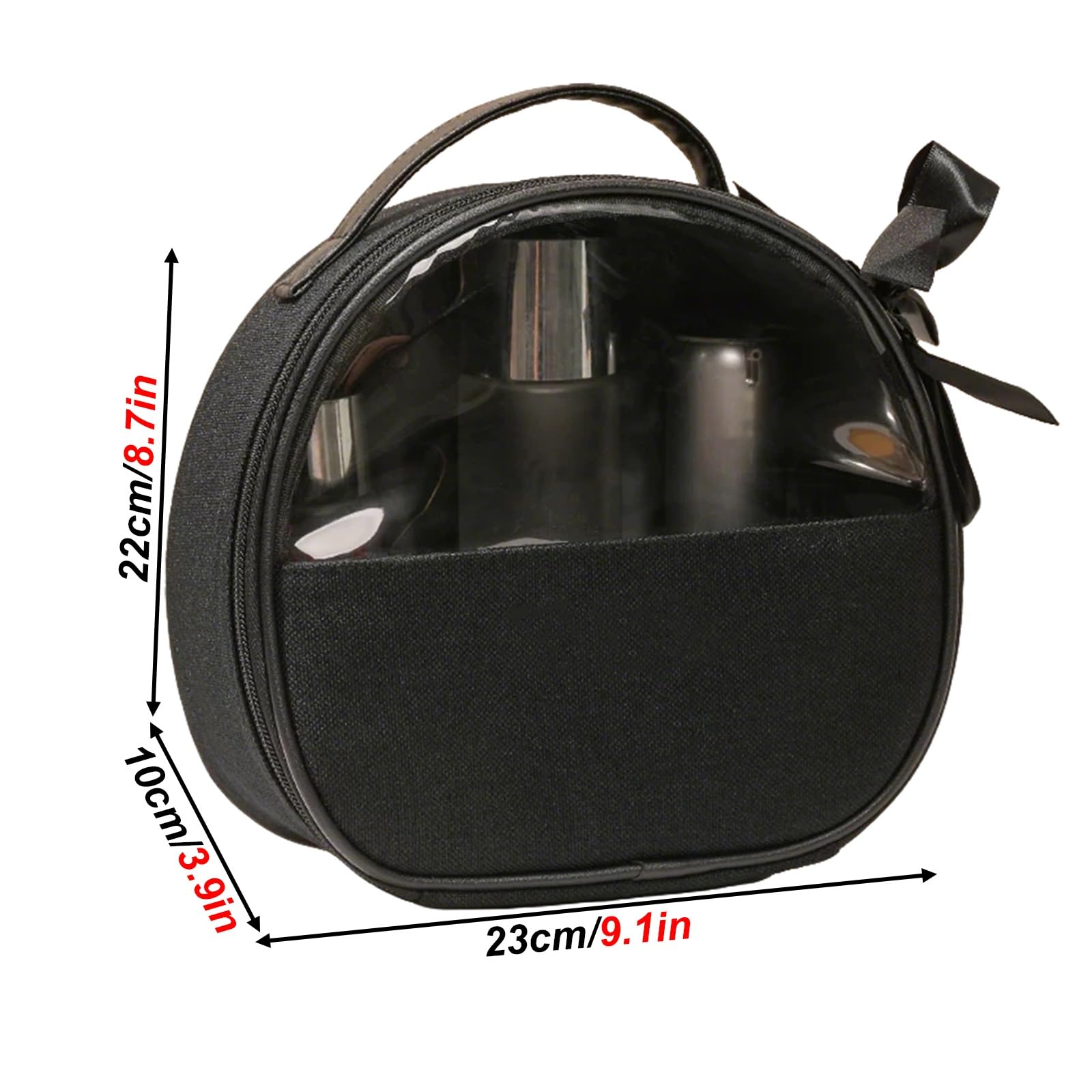Borse da Valigia Trasparente, Beauty Case da Viaggio, Buste Trasparenti per Cosmetici Fiocco, Lusso Leggero Semplicità, Guscio Rigido 3D, Lavorazione Squisita, Benda Integrata(Black)