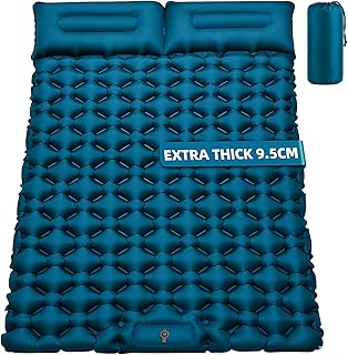 Colchoneta Camping para 2 personas 9,5 cm 204 x 130 cm Esterilla Camping Autoinflable Colchón Hinchable de Aire Ultraligero Inflable portátil para Exteriores, Senderismo, Tienda de campaña, Playa