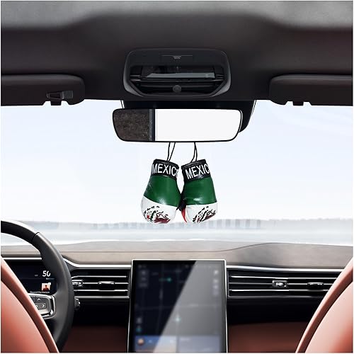 Miniatura 1 de Kewucn 1 par de mini guantes de boxeo para espejo de automóvil, guantes de perforación en miniatura, adorno de Navidad, decoración colgante o