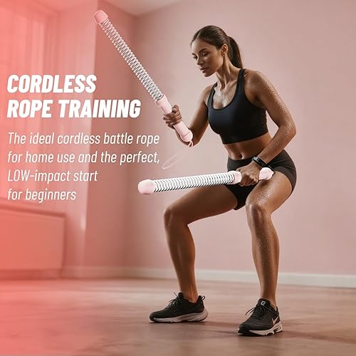 Miniatura 6 de Cuerdas de batalla sin cuerda (paquete de 2)  Cuerdas de entrenamiento portátiles con peso para HIIT, entrenamiento cardiovascular y muscular,