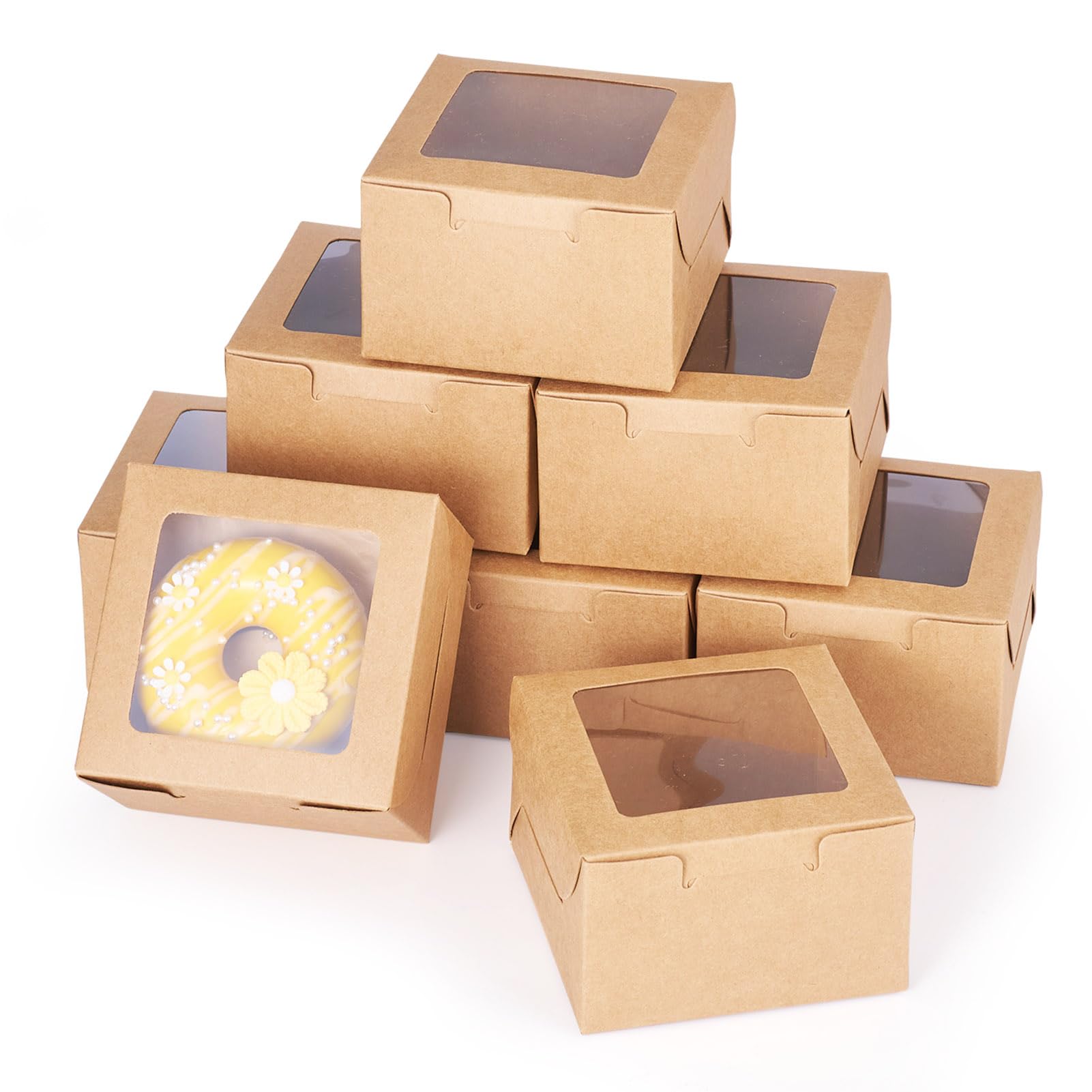 Boîte à biscuits pour cadeaux gourmands boîte en papier marron avec lucarne carrée