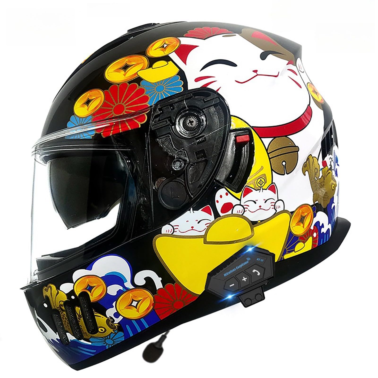 Kask motocyklowy z Bluetooth, kask motocyklowy do jazdy w mieście, kask integralny dla dorosłych mężczyzn i kobiet