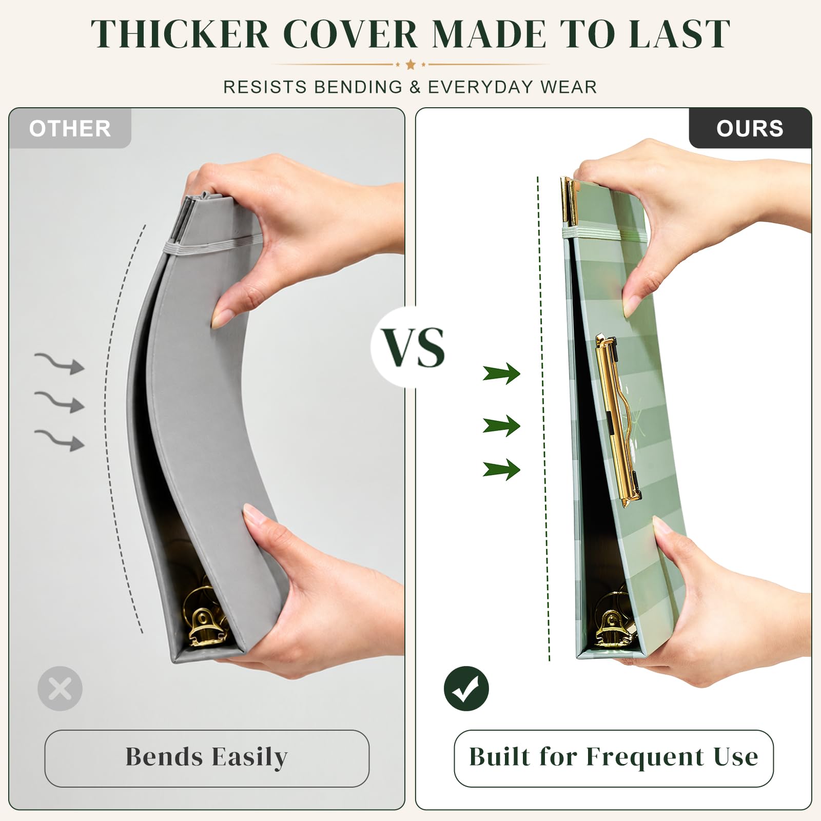 Ovesmusl Raccoglitore a 3 anelli da 2,5 cm con portablocco, strisce
