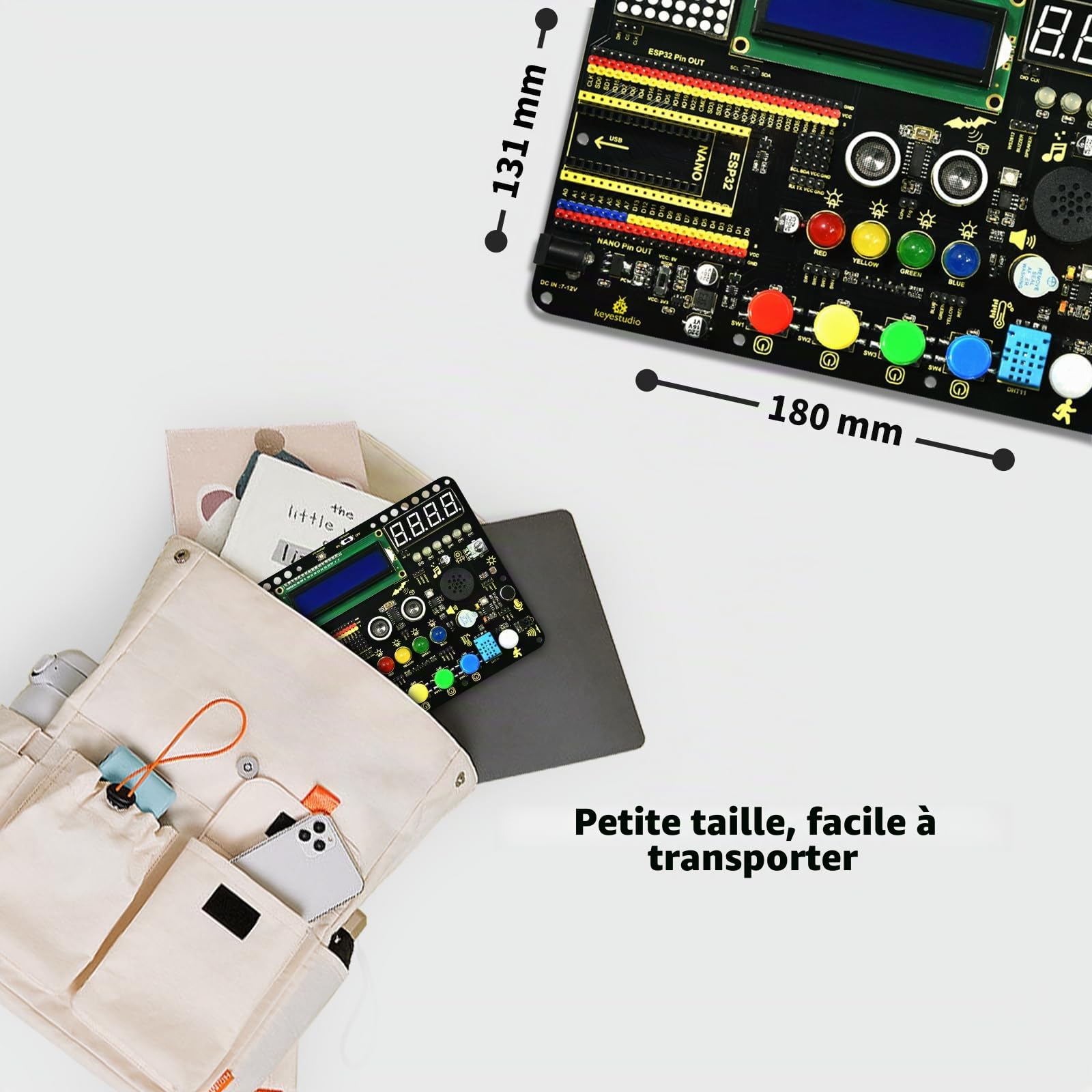KEYESTUDIO Inventor Kit de démarrage pour Arduino Nano, matériel pré-connecté, Codage et électronique faciles à démarrer, 30 projets, 15 modules, Ensemble éducatif STEM pour Adultes et Adolescents