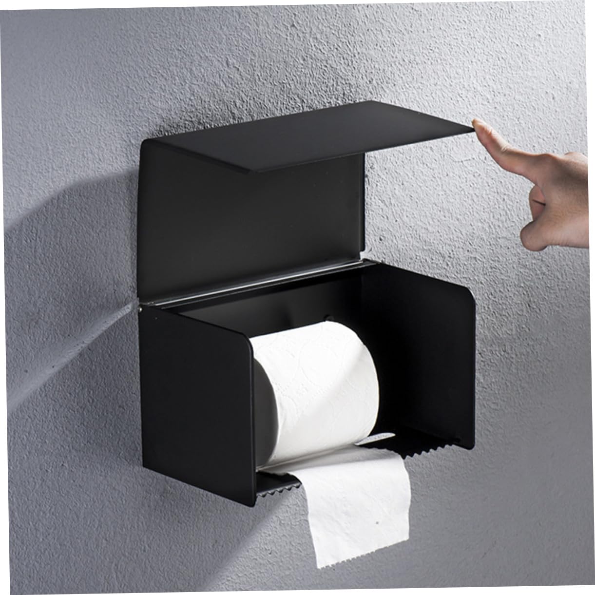 LIFKOME Edelstahl Schwarzer Tissue Box Halter mit Wandmontage Löchern Vielseitiger Toilettenpapierhalter für Haushalt und Hotel Badezimmer