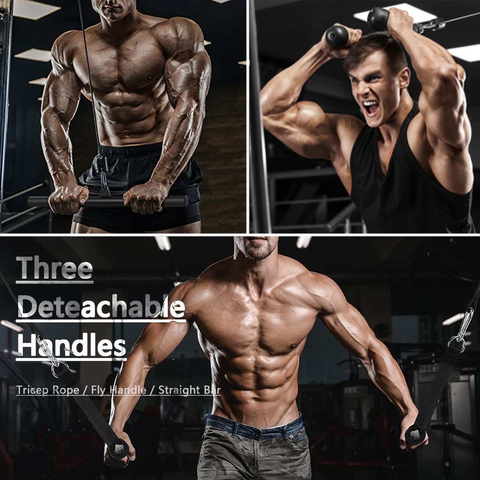 Favuit Kabelzug Fitness Kabel Latzug Unterarmtrainer Set, Gym Arm-Krafttraining Trizeps Seil Gewicht Fitnessgerät DIY Latzugturm Kabelzug Pulley System für Zuhause Gym Bizeps Curl Trizeps Armtraining