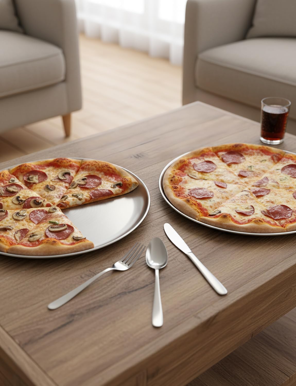 12 Inch Stainless Steel Pizza Pan for Oven, Round Pizza Tray for Cake Cookie Pizza Pie, Pizza Plate for Home Restaurant Kitchen, Easy Clean & Dishwasher Safe, Set of 3