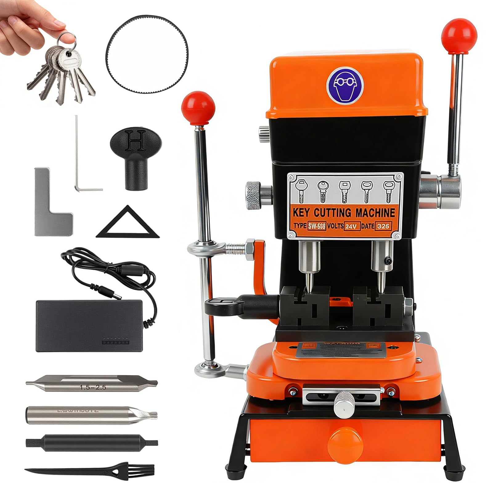 Duplicating Key Copy Machine, Universal Keys Cutter Machine for Keys Copy, for Door and Car Lock Key, for Duplicating Various Hollow, Wavy, Cylindrical Shapes