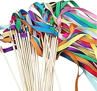 Vista 7 de Queenbox 20 cintas de madera para boda con campanas, serpentinas, palitos de hadas para fiestas, cumpleaños, ceremonias, decoración de Navidad, Rojo