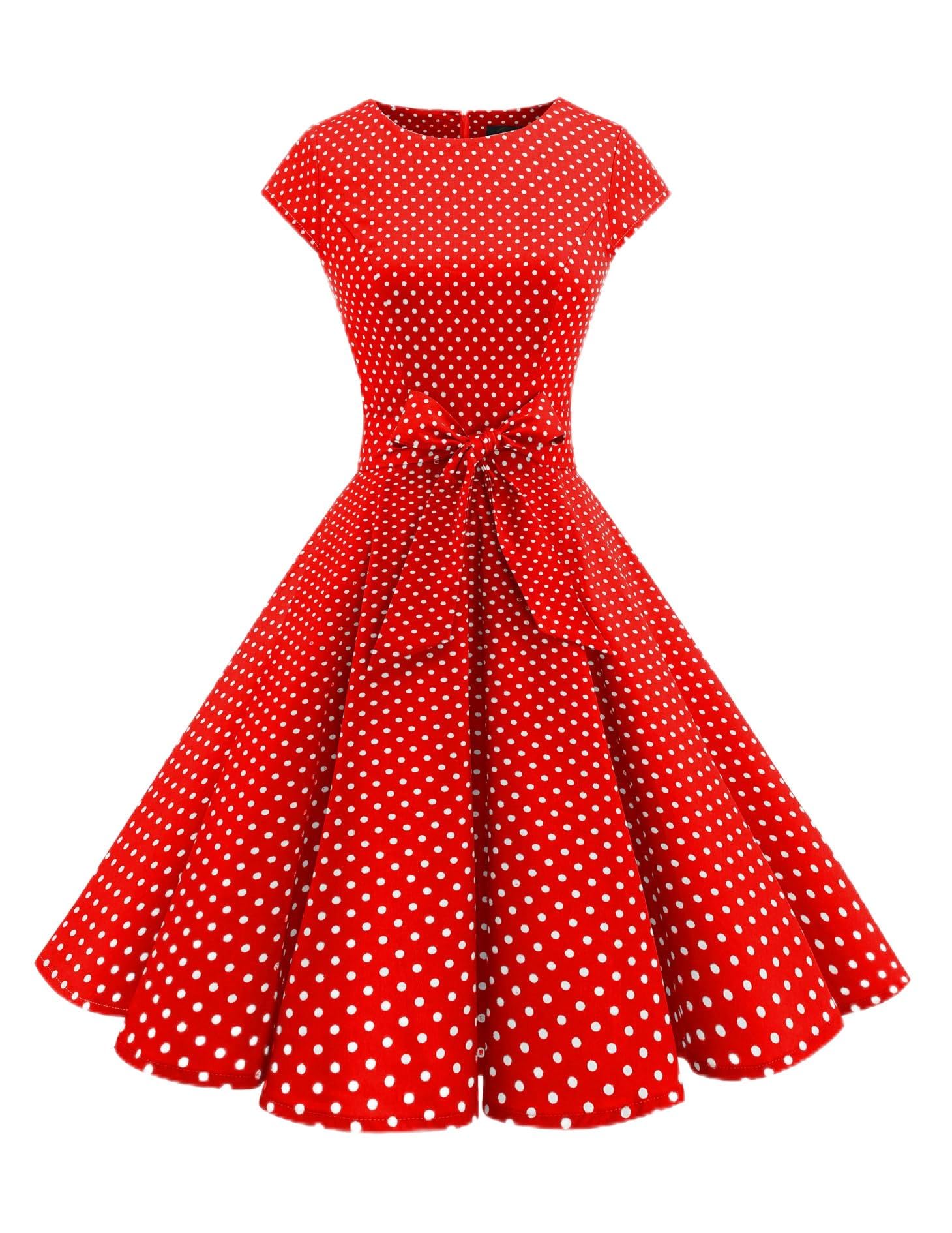 Aupuls A-Line Midi Robe d'invité de mariage vintage années 1950 Robe de