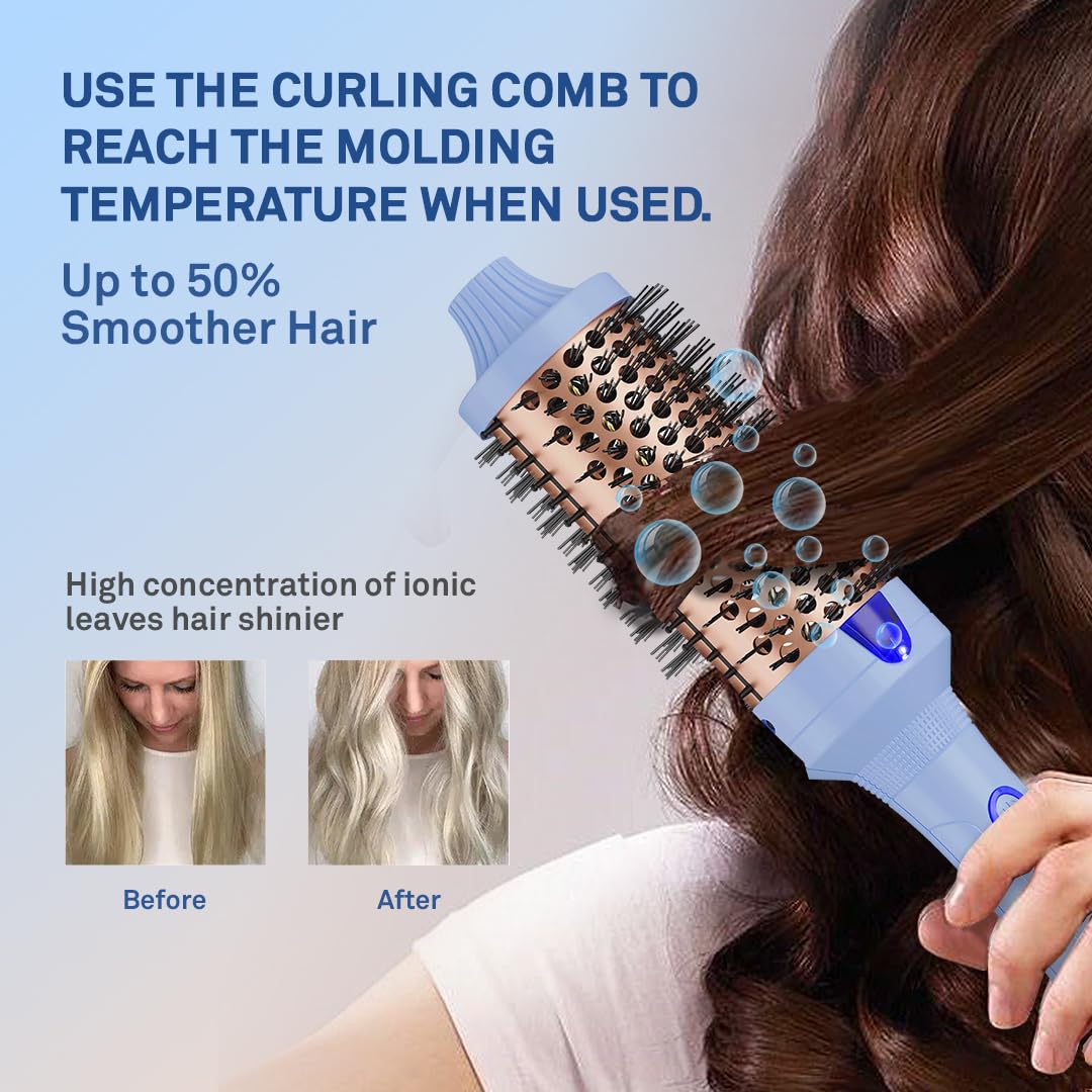 Caliber Viva Heat Thermal Hair Brush, Professional Styling Tool with Negative Ion Technology, Blue (1-1/4 inch（32mm）)