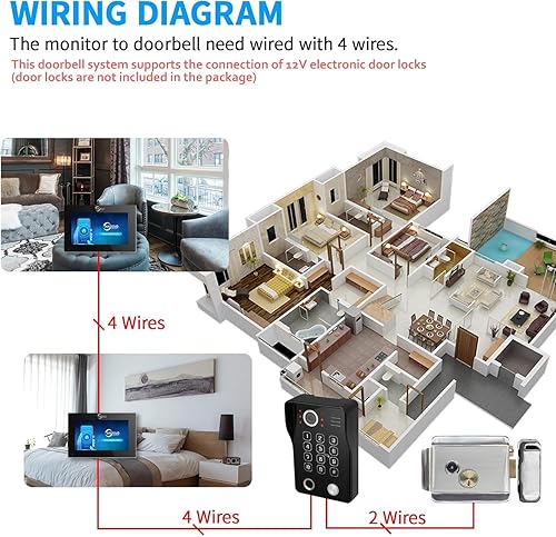 Miniatura 8 de ANJIELO SMART Timbre con sistema de videoportero WiFi con cámara, video con cable 1080P, soporte para huellas dactilares, tarjetas RFID,