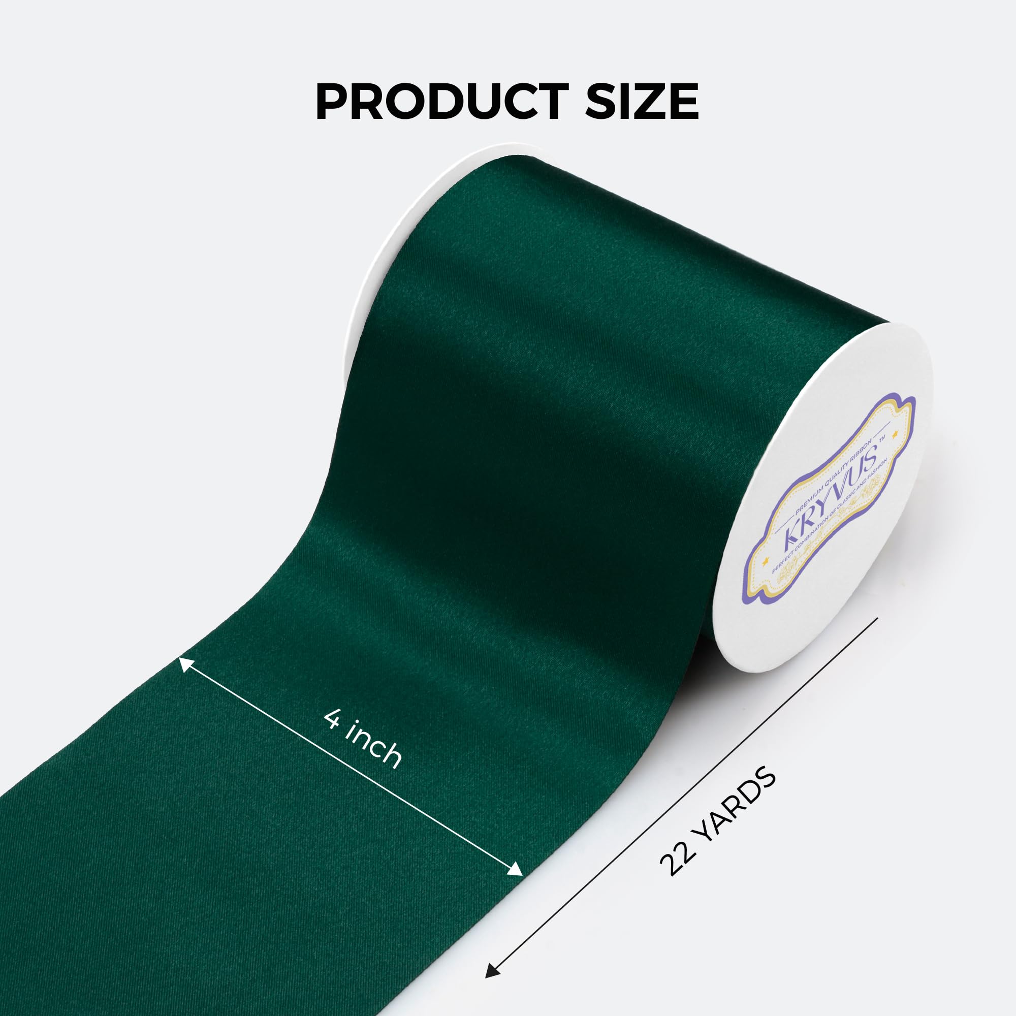 Kryvus Dark Green Satin Ribbon, 100mm x 20M Wide Dark Green Ribbon, Solid Large Ribbons for Cutting Ceremony Grand Opening - Image 2