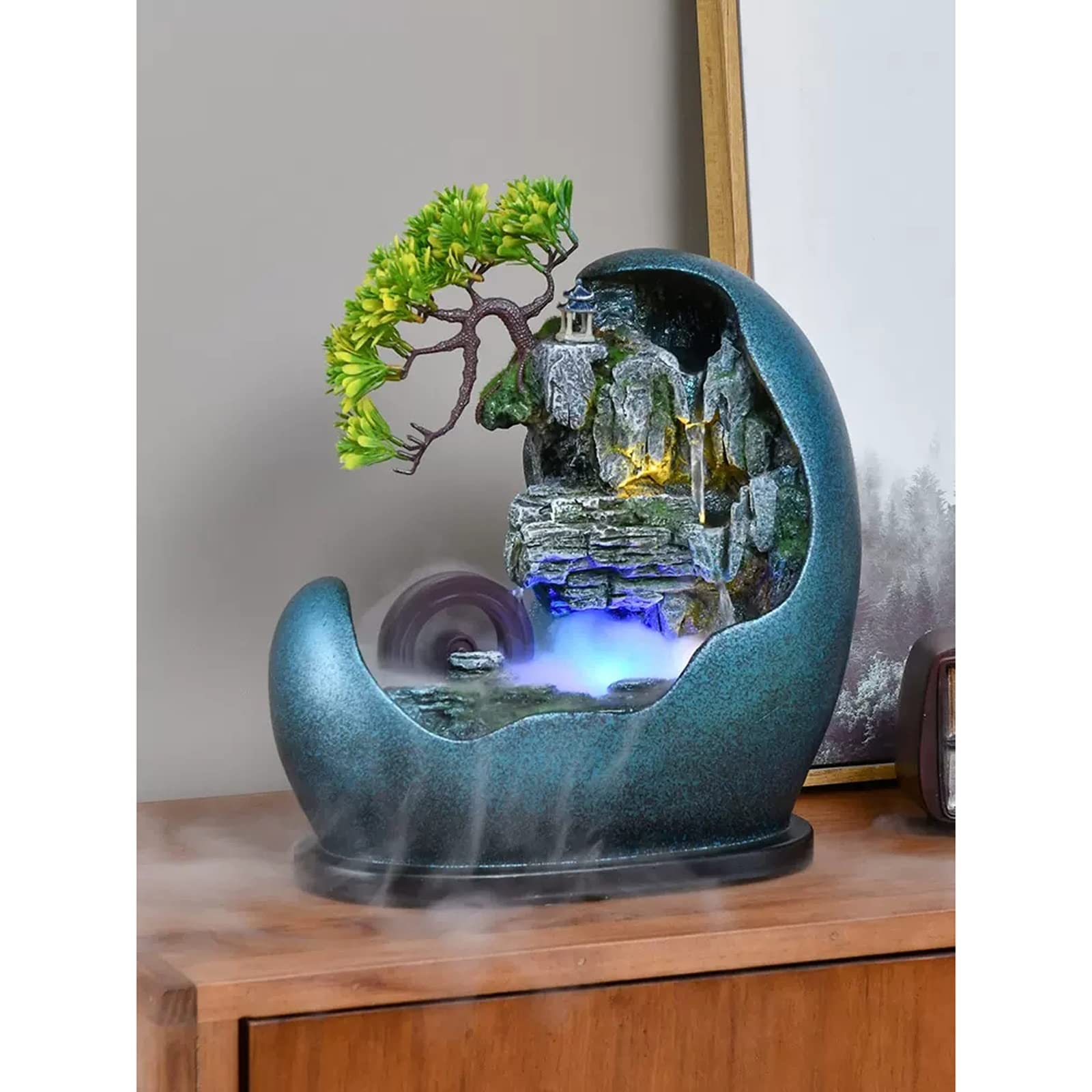 Fontana Da Tavolo Fontana D'Acqua Da Tavolo Con Design Bonsai Artificiale Cascate Da Interno Fontane Decorative Feng Shui Fontana Da Tavolo Con Pompa Automatica I Migliori Regali Per La Casa Per Amic