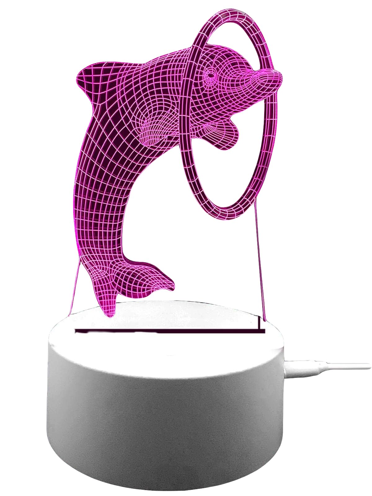 True Face (Dolphin) Kids Xmas Gift 3D Illusion Led Night Lamps 7 Changing Colors Table Desk Light