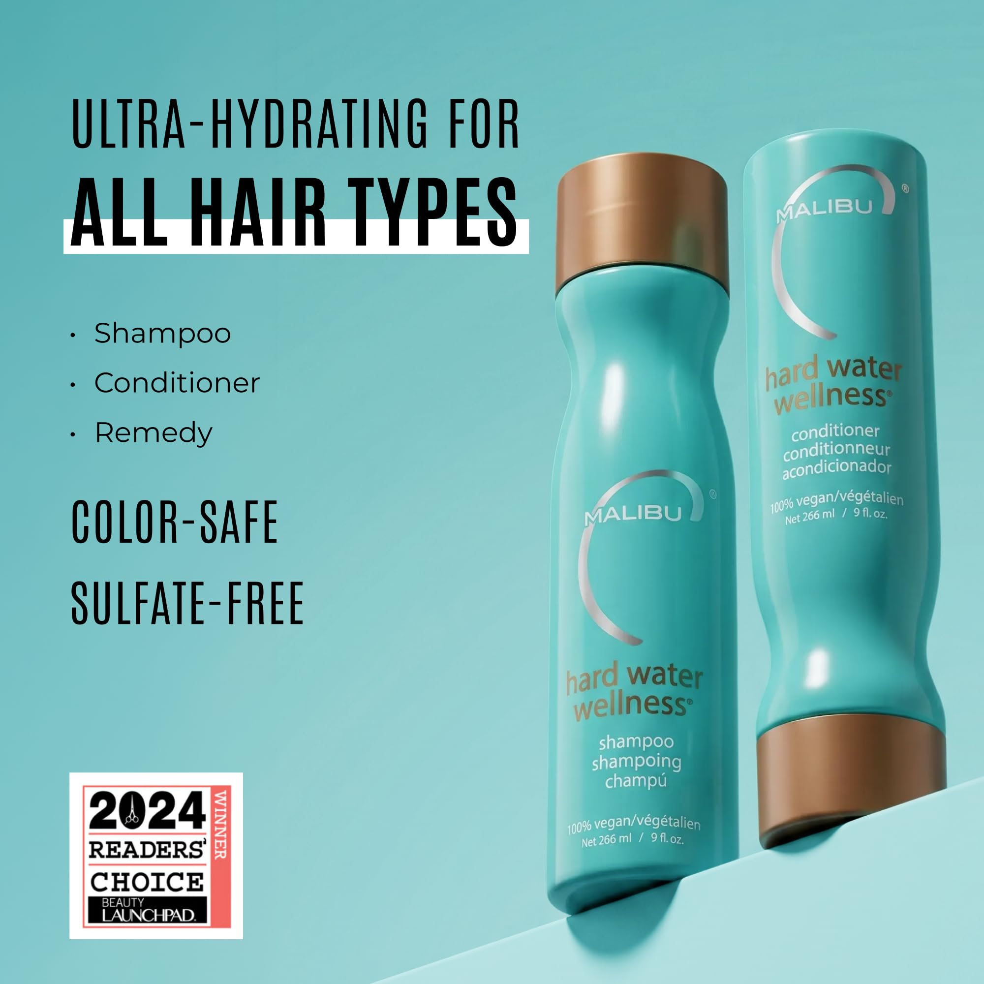 Malibu C Hard Water Wellness Collection Shampoo 266 ml + Conditioner 266 ml + Säckchen 4 x 5 g