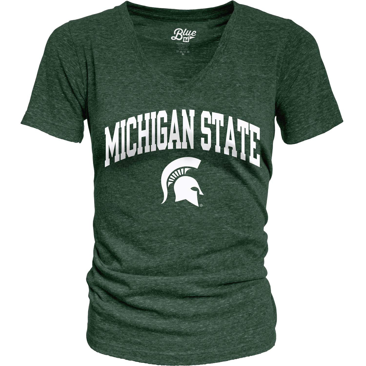 Blue 84 Women's Michigan State Spartans Heathered Team Color Confetti T Shirt, Michigan State Spartans Forest Green, Large