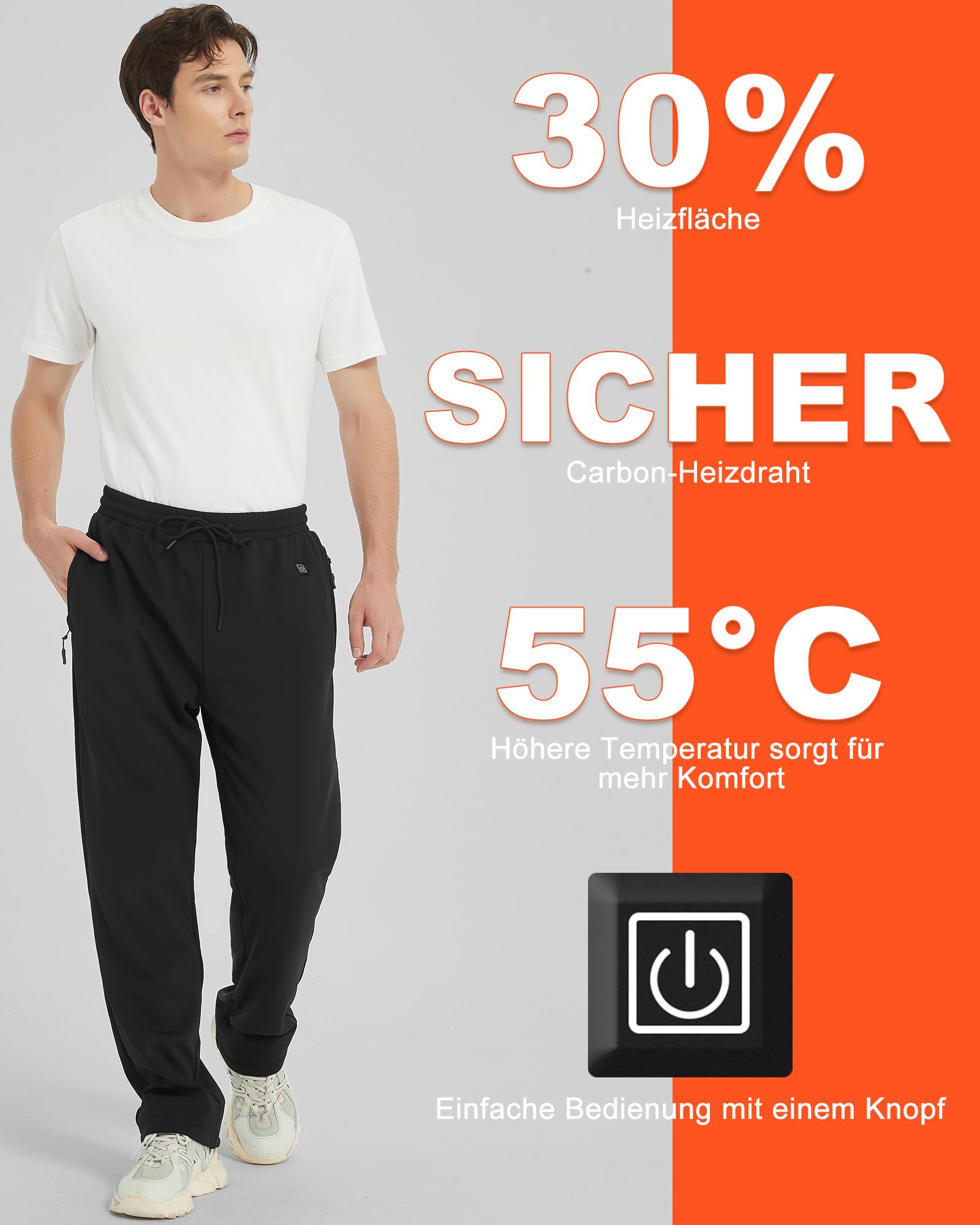 FERNIDA Beheizbare Hose für Herren Damen, Beheizte Hose mit Power Bank, Elektrische Heizhose für Outdoor Joggen, Angeln, Skifahren, Radfahren
