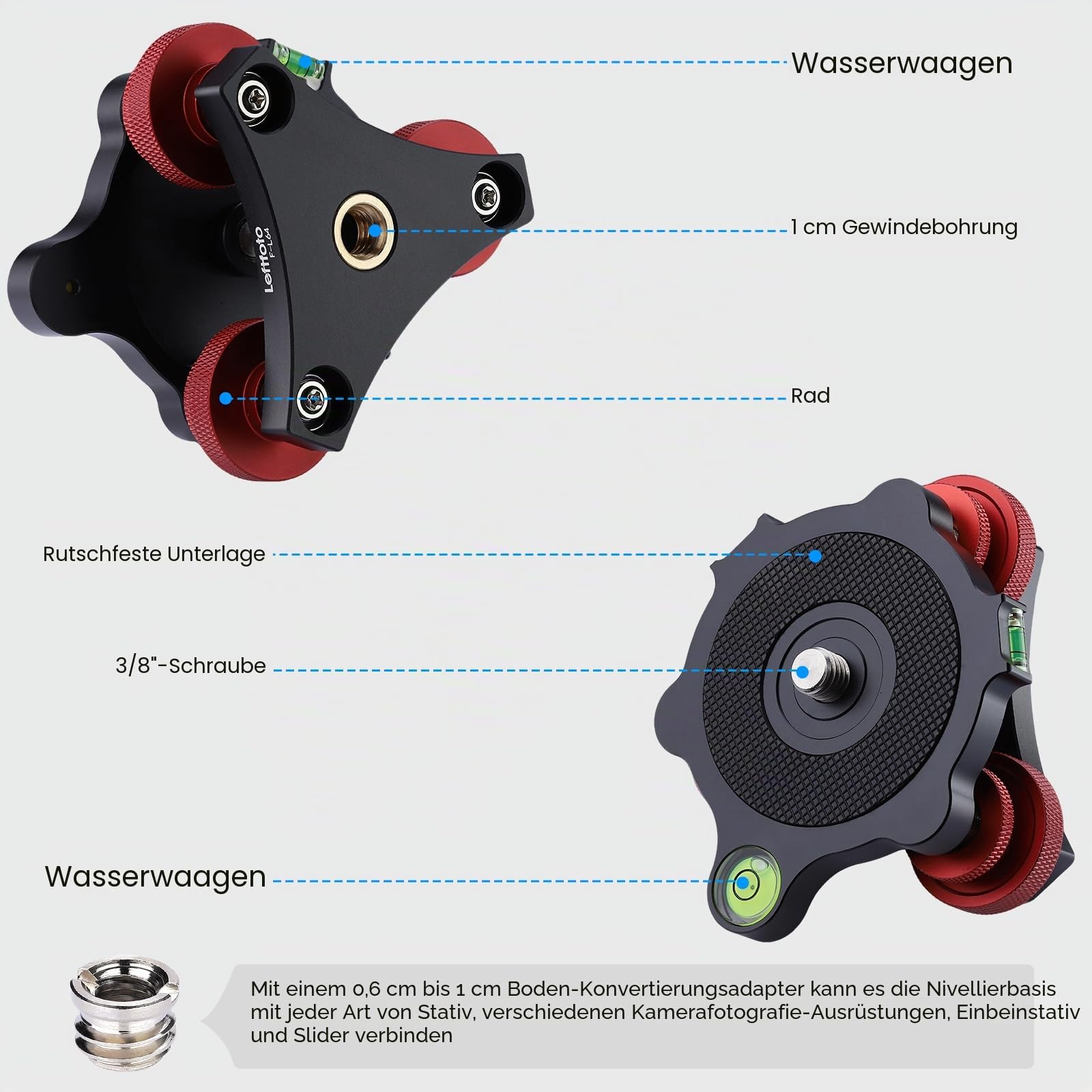 Stativ-Nivellierständer mit +/-5-Grad-Präzisions-Einstellungshalterung für Seestar S50/Panoramakopf, Kugelkopf, Videokopf und Stativ