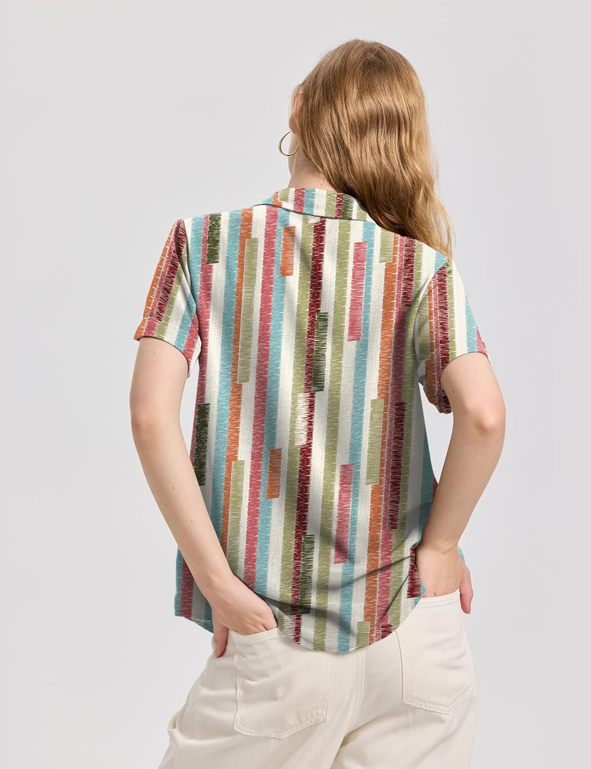 Rapbin Spring Tops for Women 2026 Women Blouses Short Sleeve V Neck Casual Collared Office Work Shirts Tops - Image 5