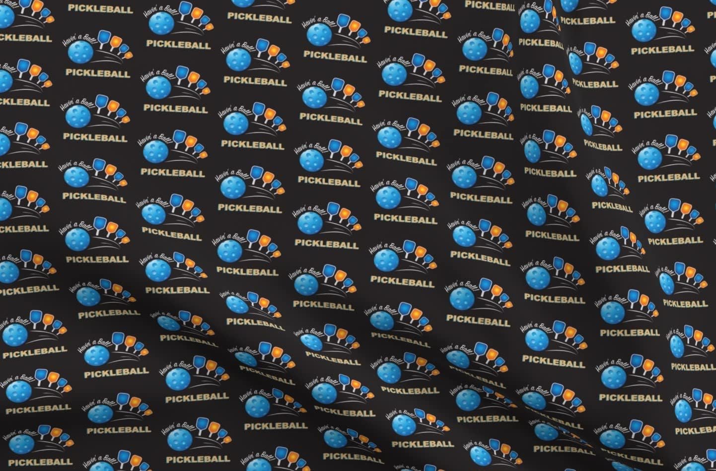 Spoonflower Fabric - Ball Black Pickleball Sport Paddle Retired Printed on Minky Fabric by The Yard - Sewing Baby Blankets Quilt Backing Plush