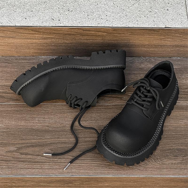 [SIVOVER] メンズ 厚底 ソールドシューズ デルビー ビジネスシューズ フォーマルシューズ 革靴 プラットフォーム 大きめサ