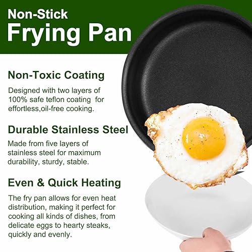 Miniatura 2 de AUDANNE Sartén antiadherente para crepas con esparcidor, sartén plana de acero inoxidable de 11 pulgadas, parrilla antiadherente para panqueques y