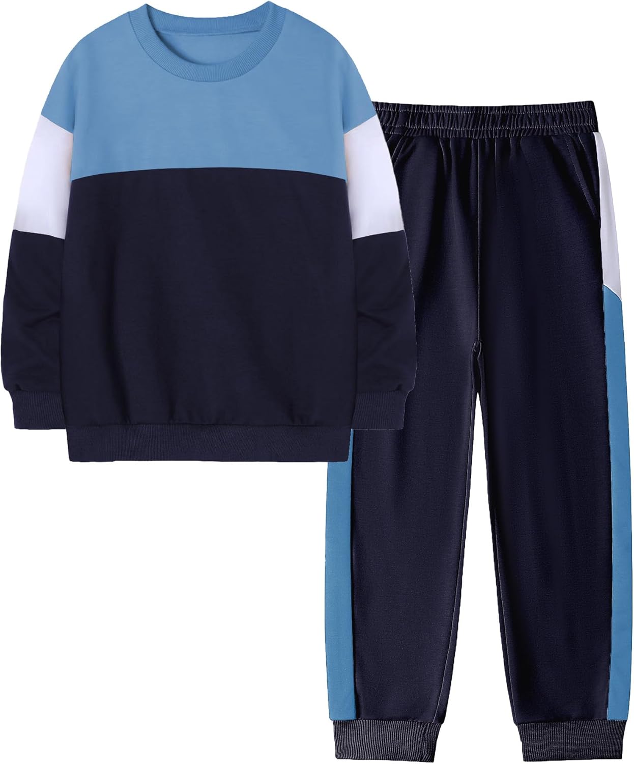 Toddler Boy Clothes Long Sleeve Color Block Sweatshirts Tops Pants Sets Kids Boys Fall Winter 2 Pieces Outfits 2-12 Years