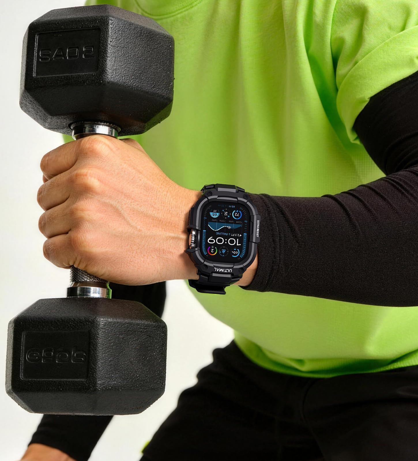 ULTIMAL Correa ajustable compatible con Apple Watch de 49 mm/45 mm/44 mm, correa deportiva resistente con carcasa resistente a prueba de golpes, correa de repuesto resistente para S4/5/6/SE, S7/8/9,