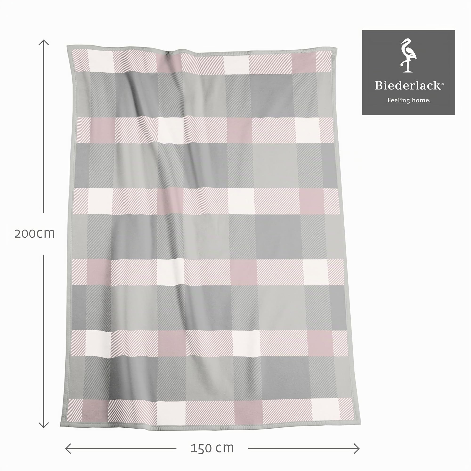 biederlack® weiche Kuscheldecke Check Rosé, Sofa-Decke in 150x200 cm