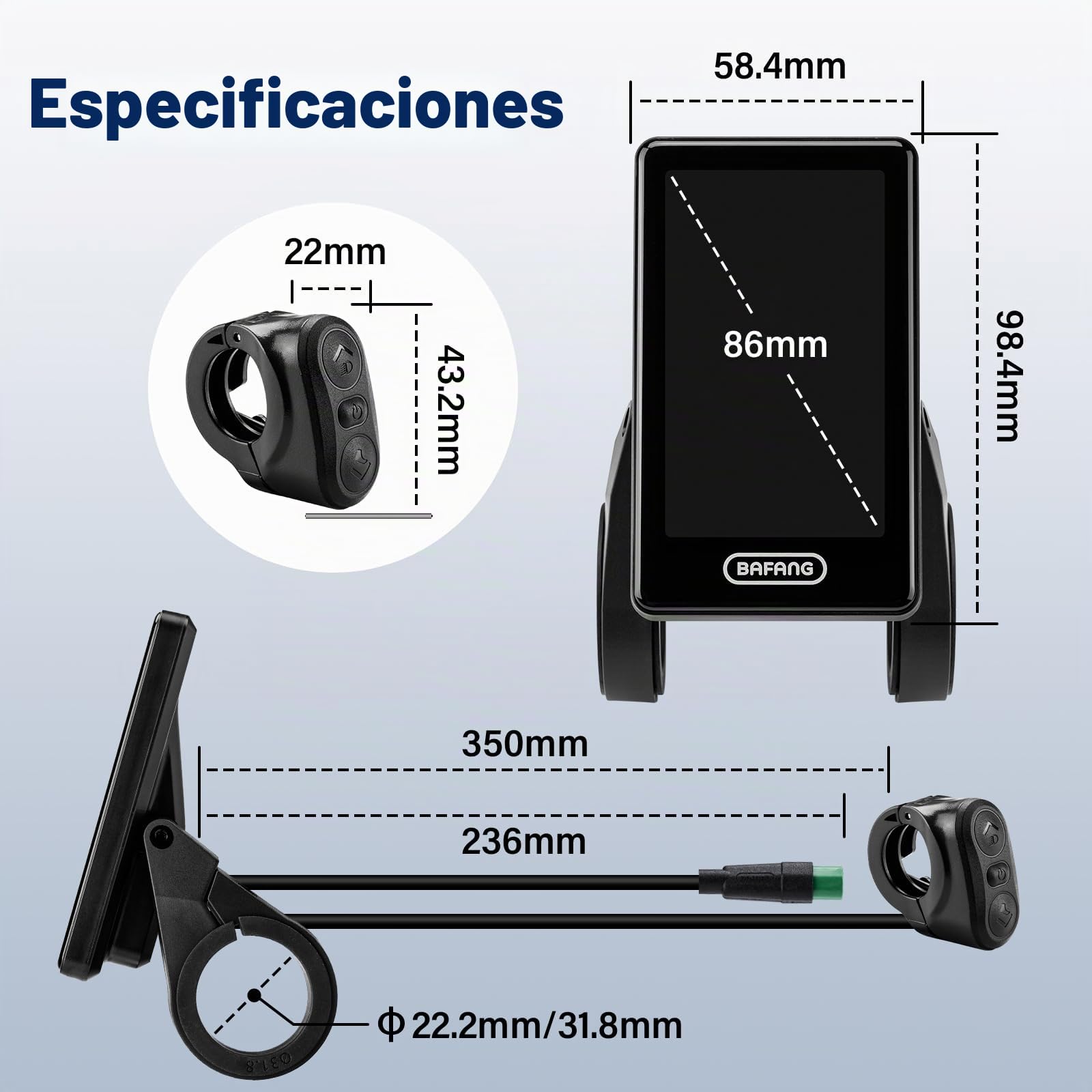 BAFANG Pantalla para Bicicleta Ebike para M620, M600, M560, M510, M420 Motores centrales, Pantalla de Bicicleta eléctrica con protocolo Pas Can 0-5/0-9