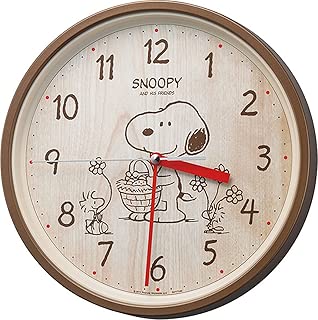 SNOOPY (スヌーピー) 掛け時計 キャラクター アナログ M06 連続秒針 茶 (木目調) リズム時計 8MGA40-M06