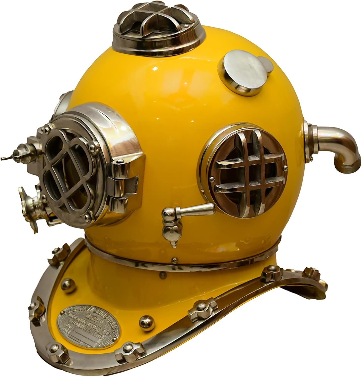 Antique Yellow Diving Helmet US Navy Anchor Engineering Divers Helmet Replica