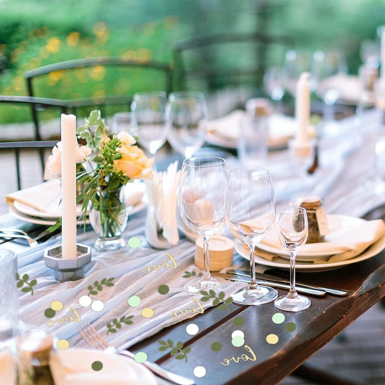 Grünes Konfetti Set – 200 Stück, Rund & Blattförmig, Aus Papier, Für Hochzeit, Geburtstag & Party-Deko