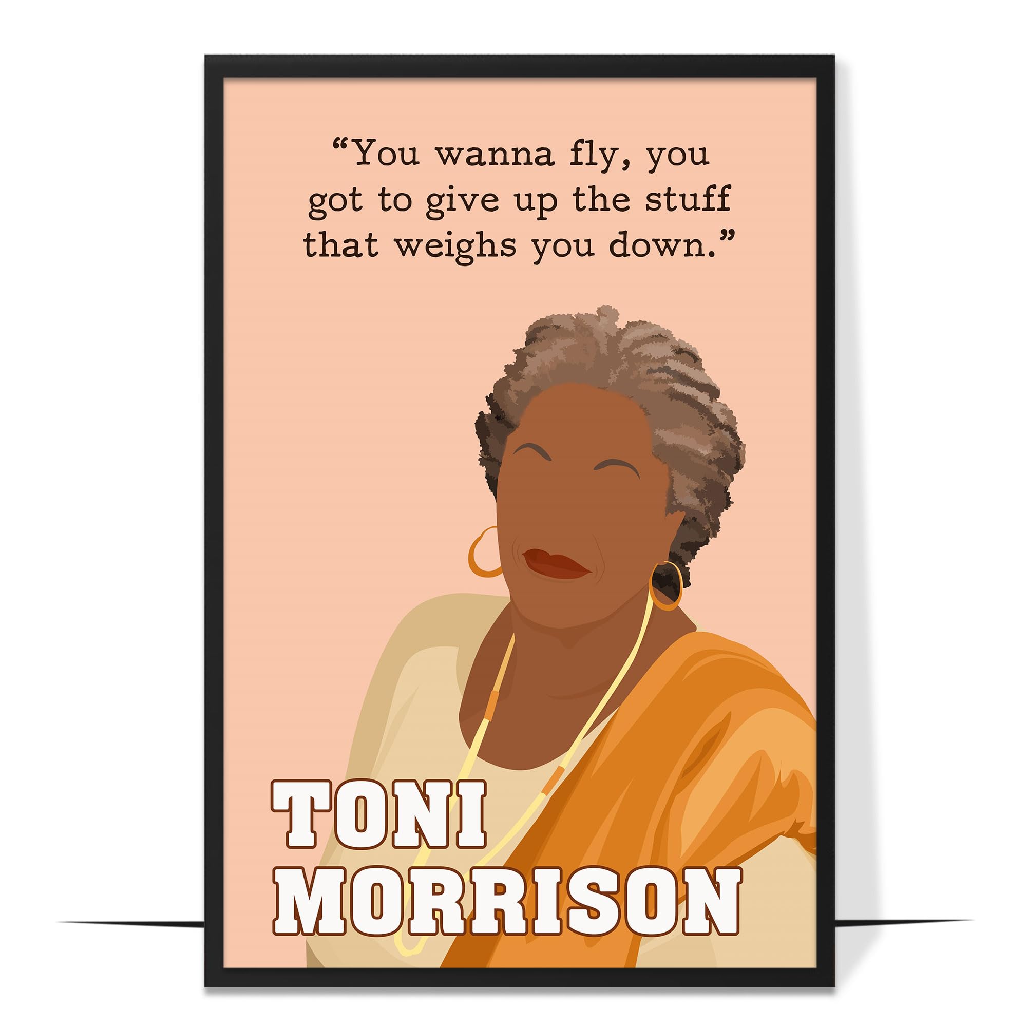 LOLUIS Inspirational Quotes Wall Art, Motivational Famous Authors Literary Quotes Prints Decor, Black Author Poster (Custom Framed | Canvas, Toni Morrison)