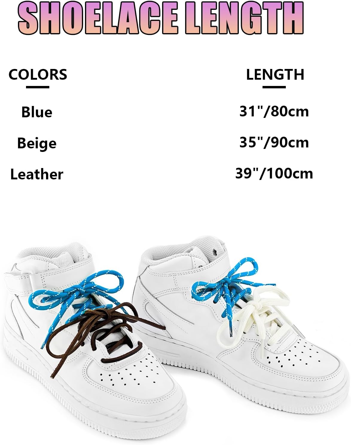 UamGlsob 4Pcs Multi Color Shoelaces, Leather, Paracord Shoe Laces image 3