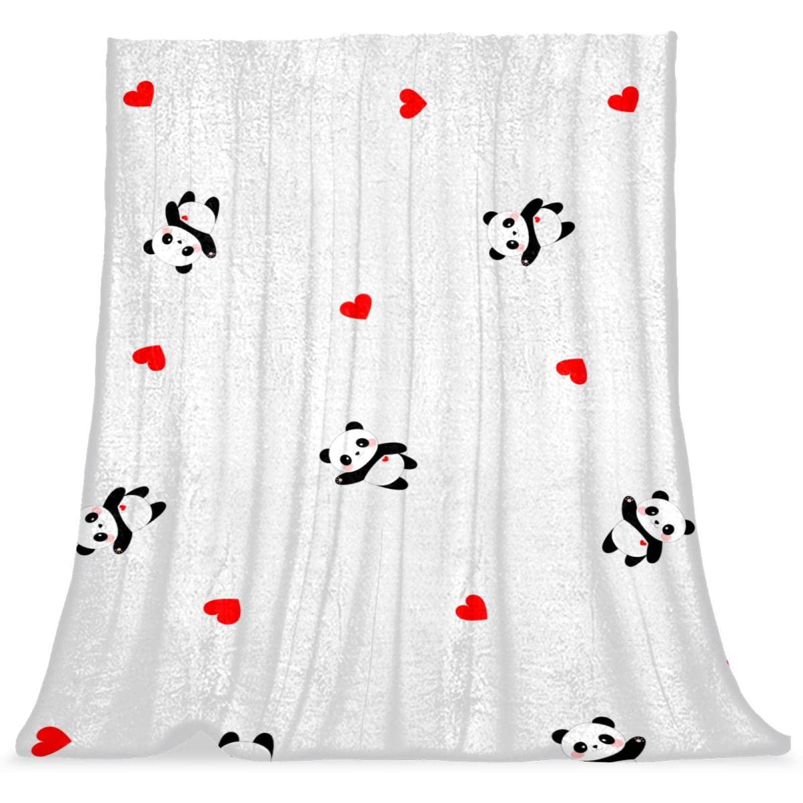 Couvre-lit panda gris doux et moelleux pour lit de garçon et fille