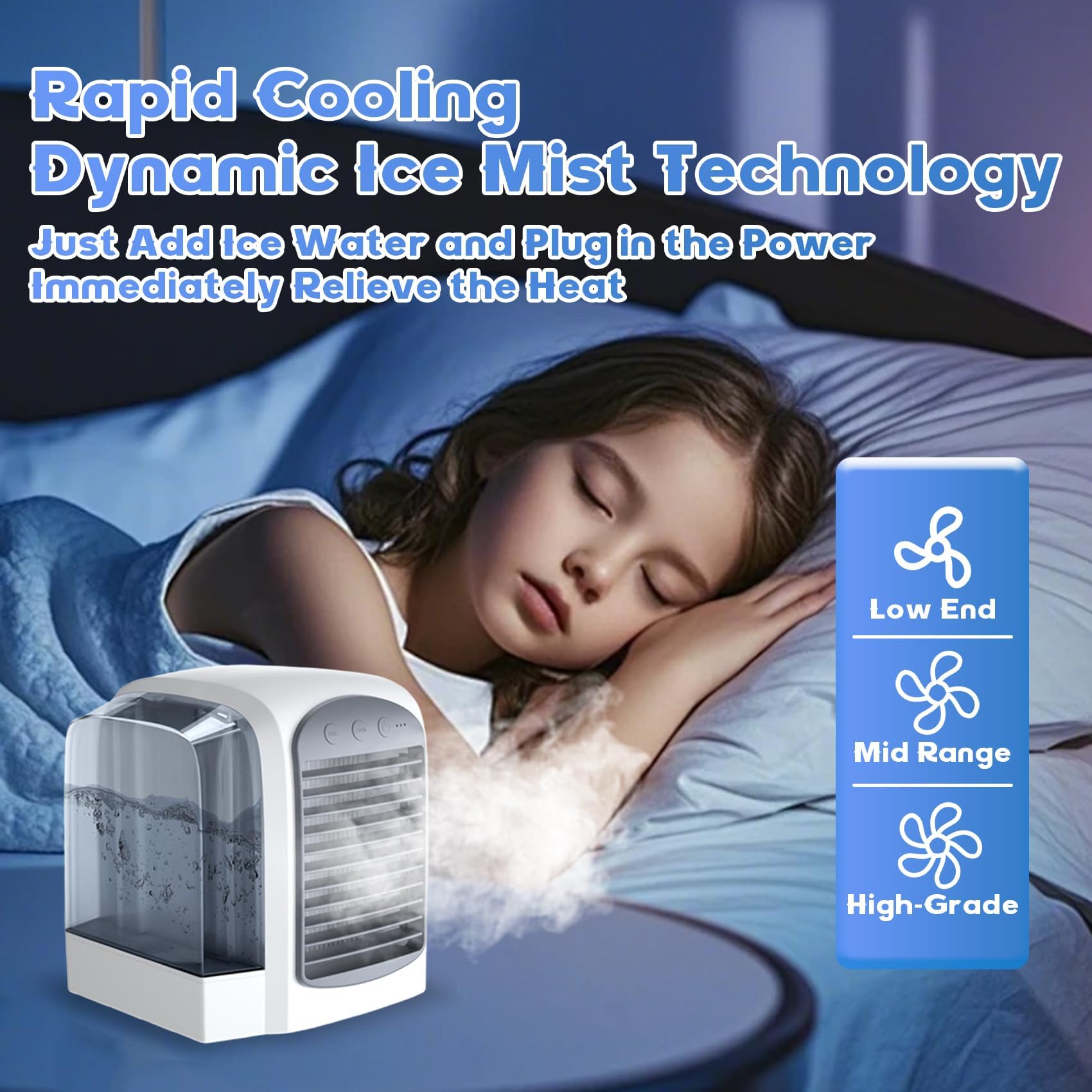 Breeze Box Klimaanlage, 2025 Breeze Box Ac, Breezebox Ventilator, Klimaanlage Kühlventilator für Zuhause, Büro, 3 Geschwindigkeiten, 380 ml Wassertank C